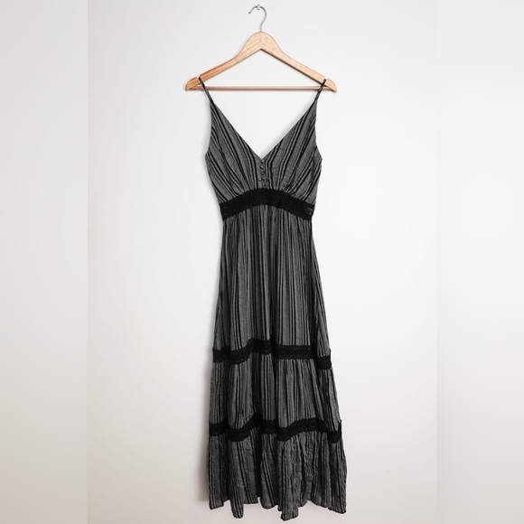 Light Breeze Black Striped Crochet
Lace Tiered Maxi Dress - Picture 4 of 6